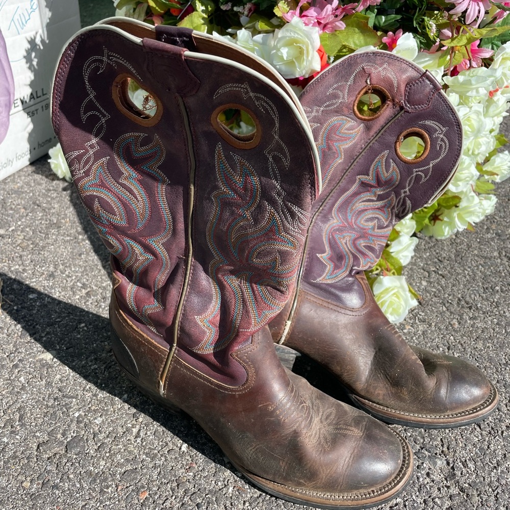 Brown and Purple Western Boots